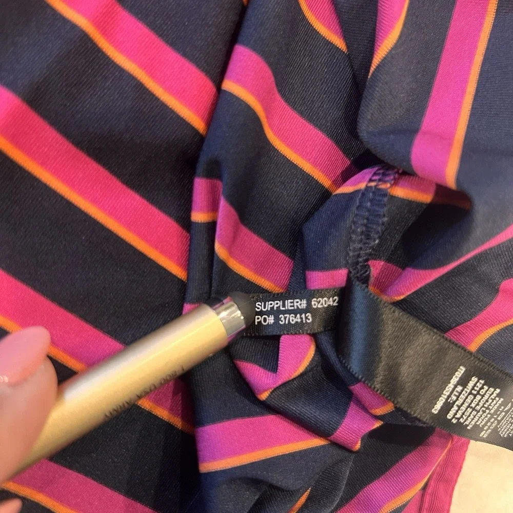 RLX Ralph Lauren Polo Shirt Mens LG Blue Orange Pink Striped Short Sleeve Golf